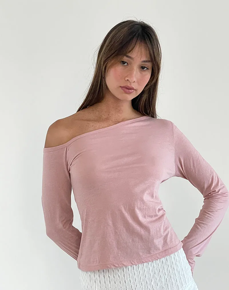 Ledez Asymmetrical Slouchy Top in Pink Lady Tissue