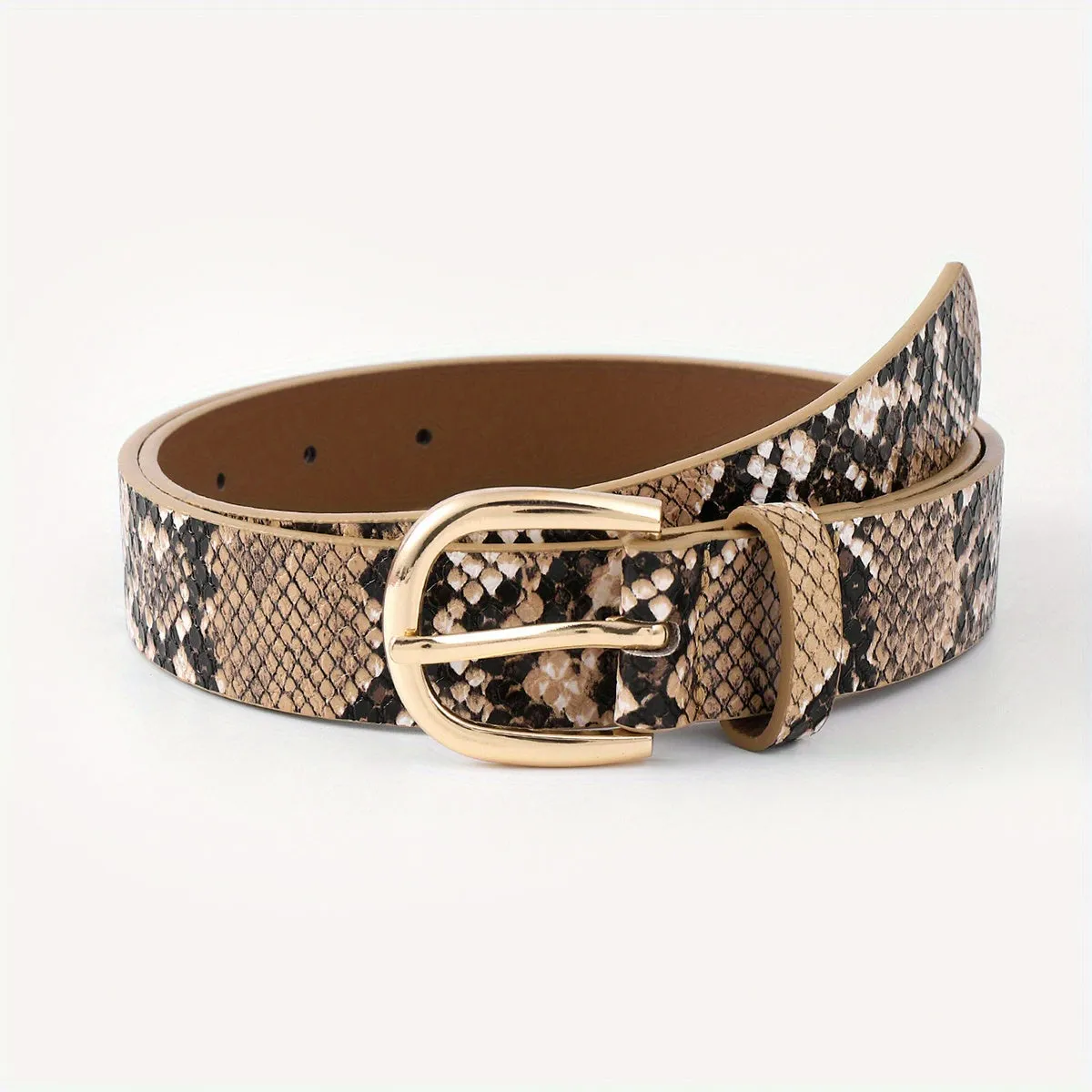 Leopard Print Buckle PU Belt  Trendy Womens Waistband