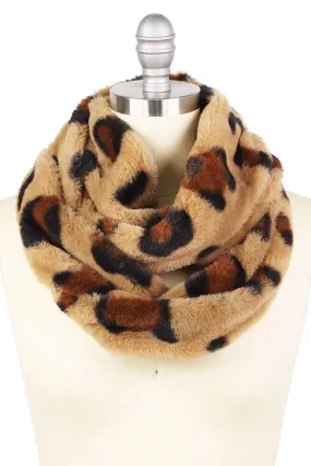 Leopard Print Fur Infinity Scarf