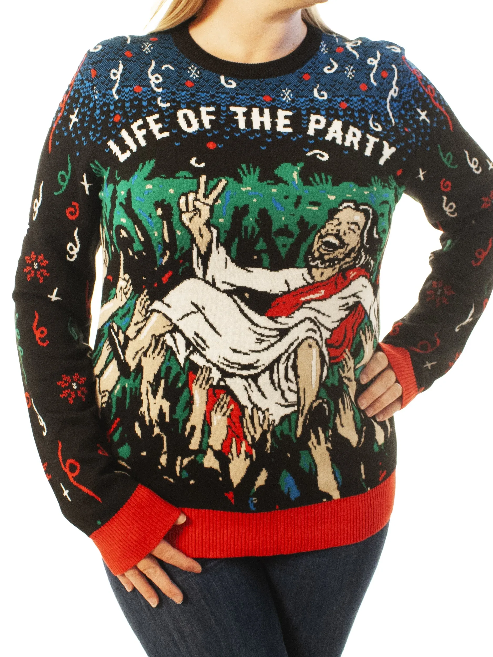 Life Of The Party Jesus Funny Ugly Christmas Sweater - Xmas Gifts For Him Or Her - Jesus Christ Sweater - God Gifts Idea