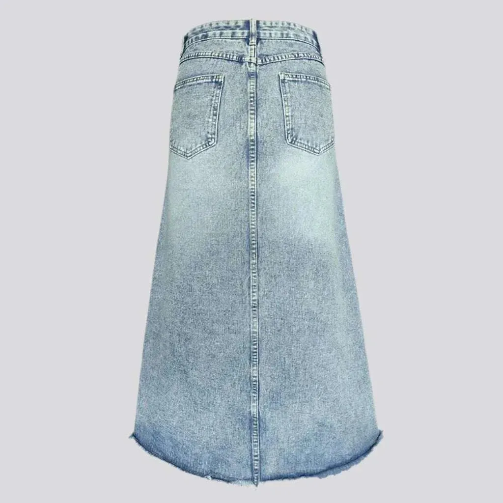 Light-wash women's denim skirt