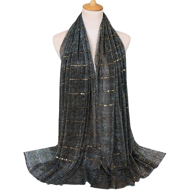 Lightweight Metallic Sequins Soft Head Scarf Shawl M32