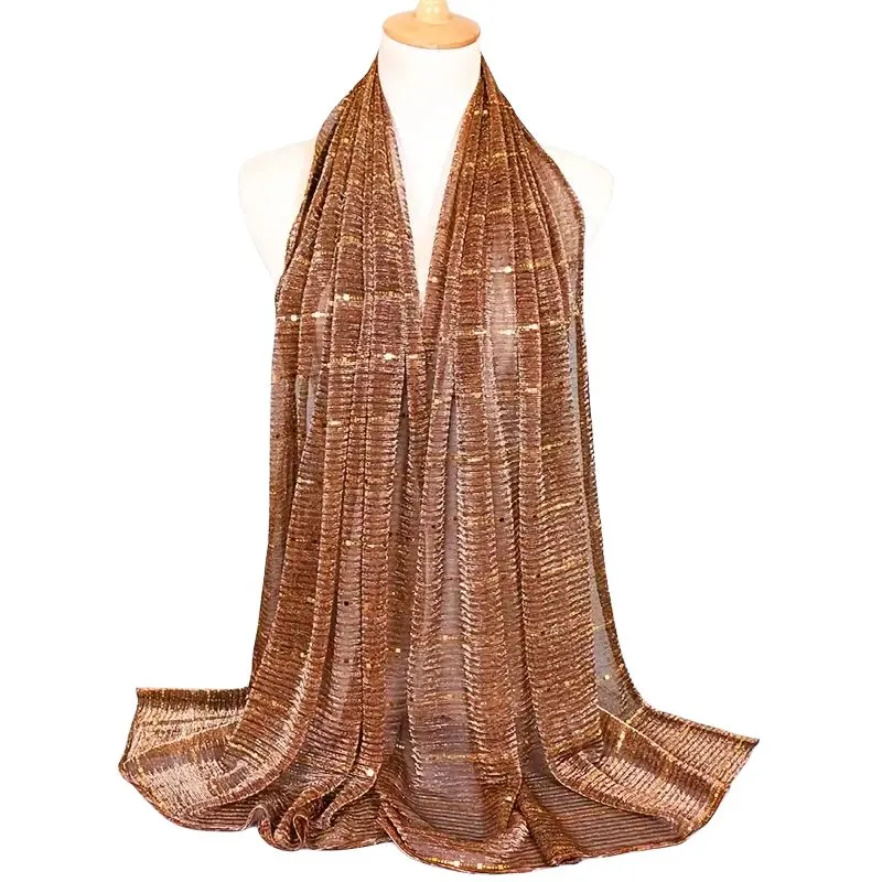 Lightweight Metallic Sequins Soft Head Scarf Shawl M32