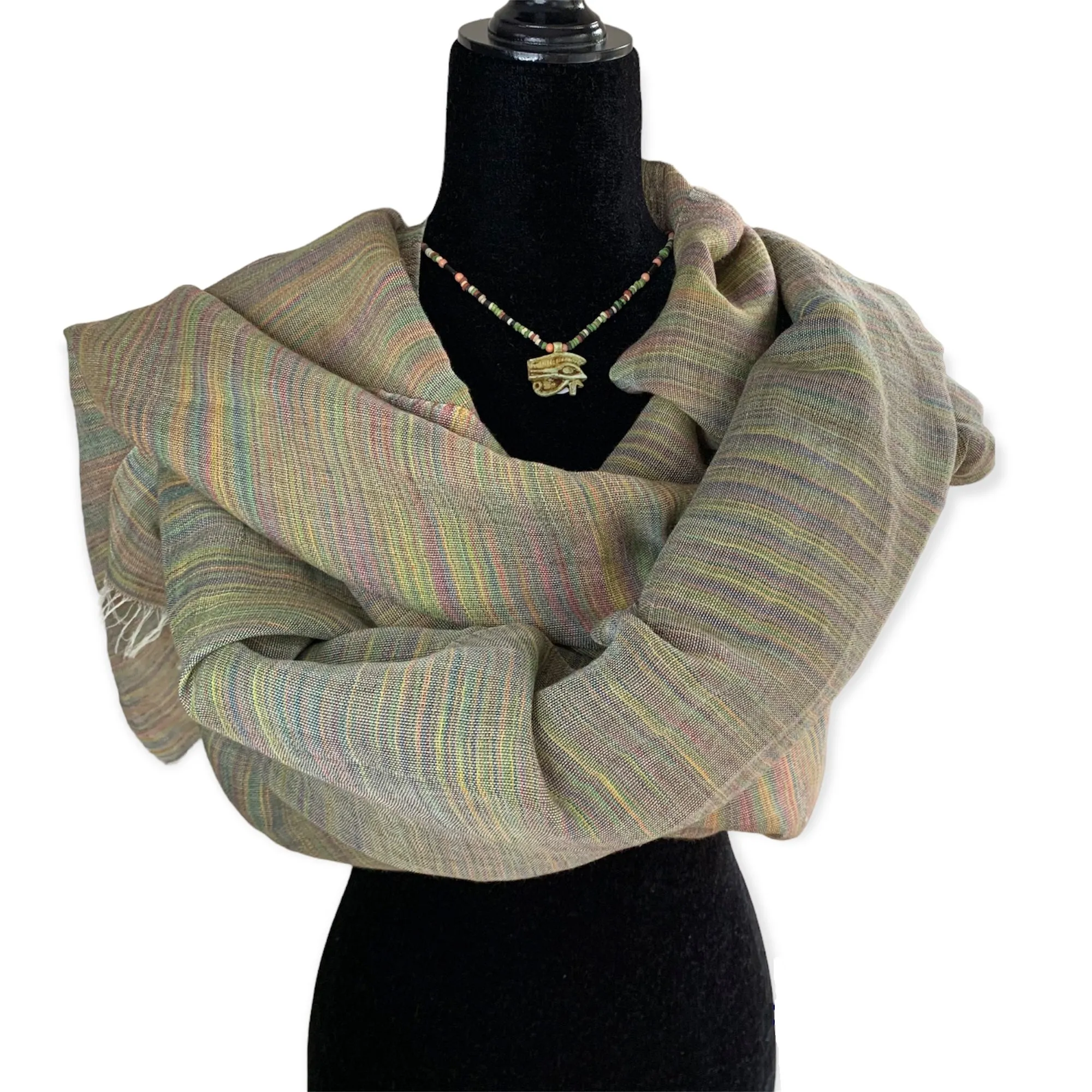 Linen Handwoven Scarf - Variegated Pastel