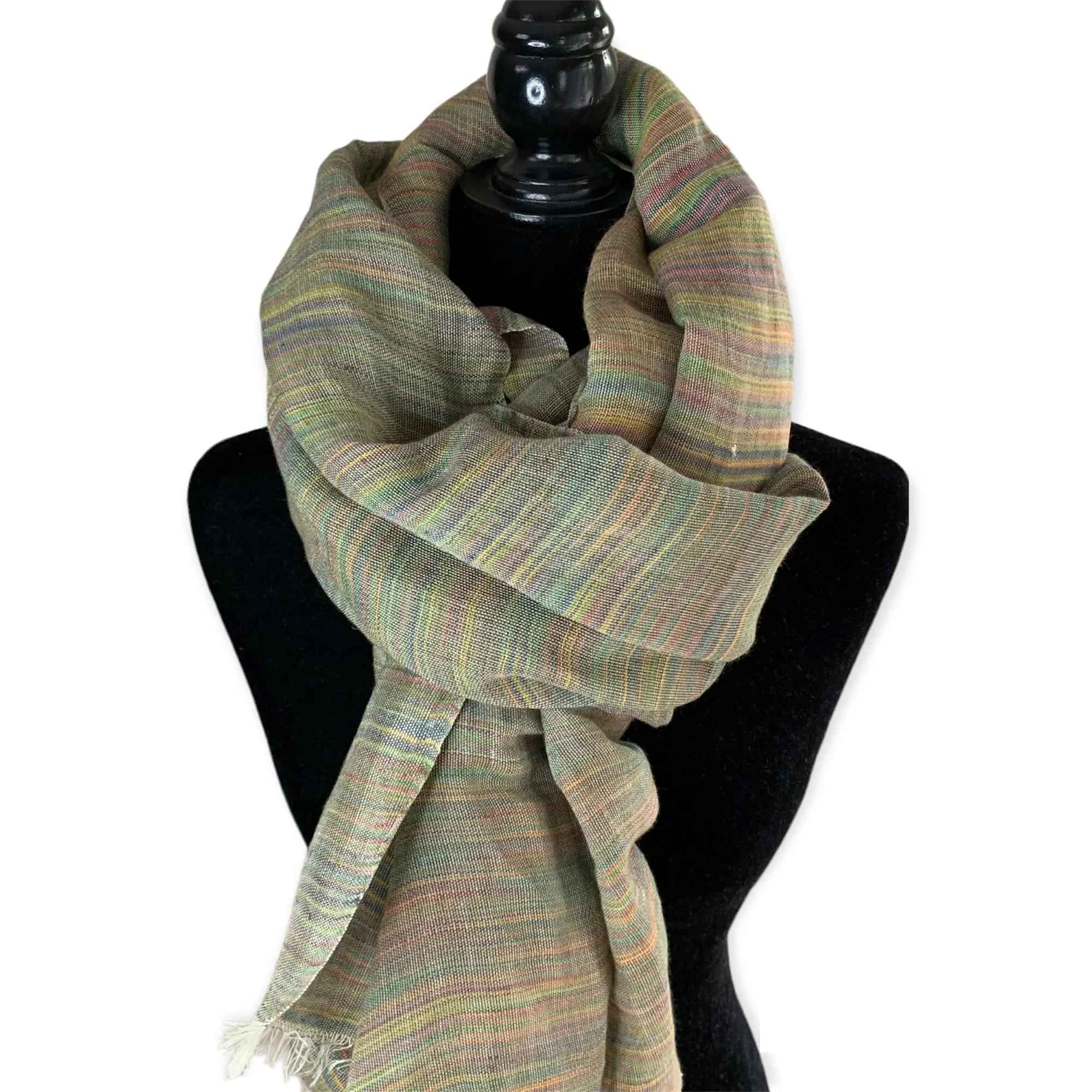 Linen Handwoven Scarf - Variegated Pastel