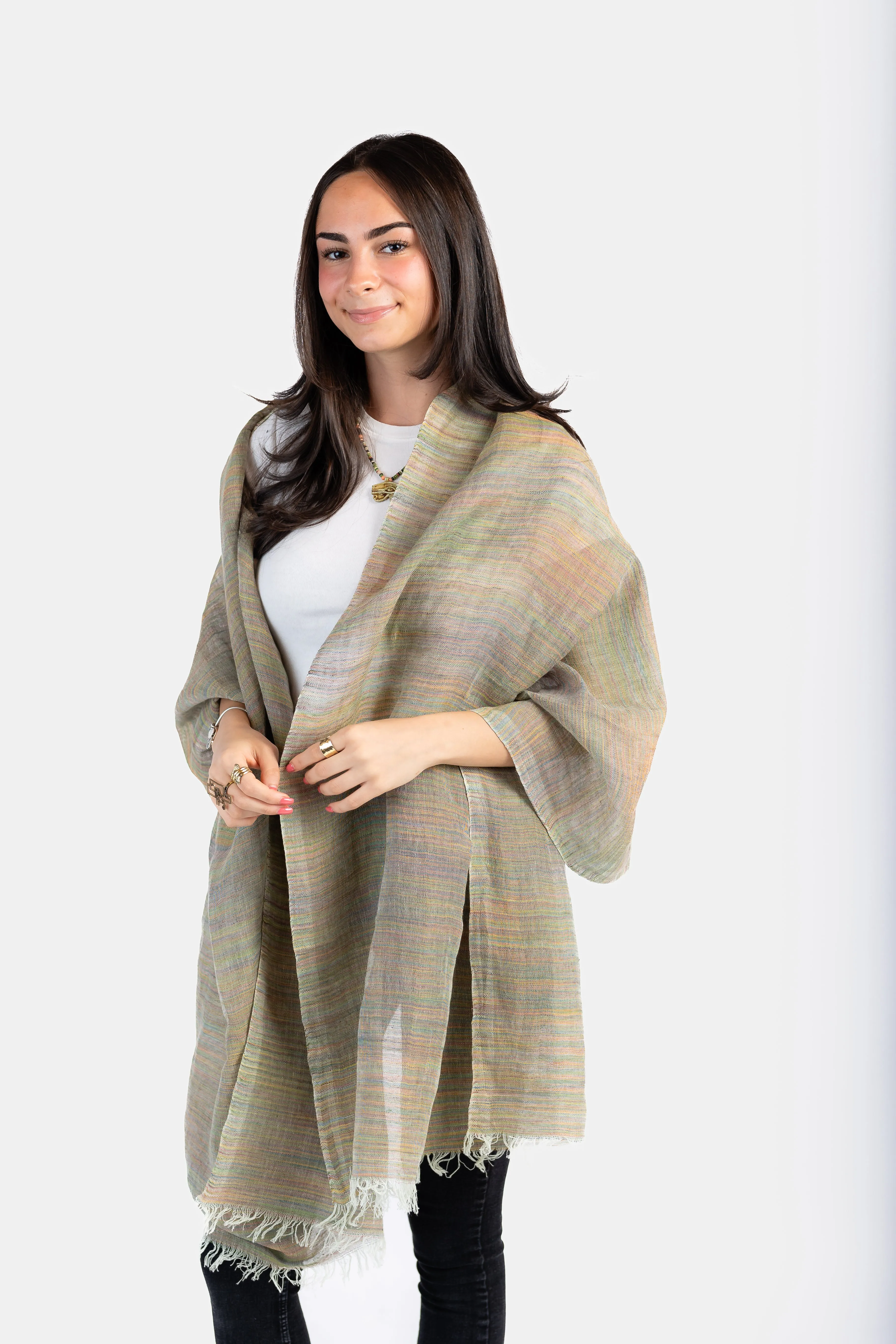 Linen Handwoven Scarf - Variegated Pastel