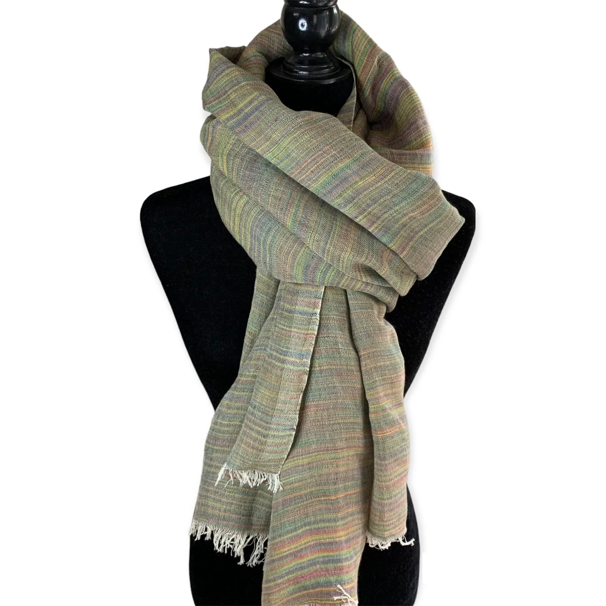 Linen Handwoven Scarf - Variegated Pastel