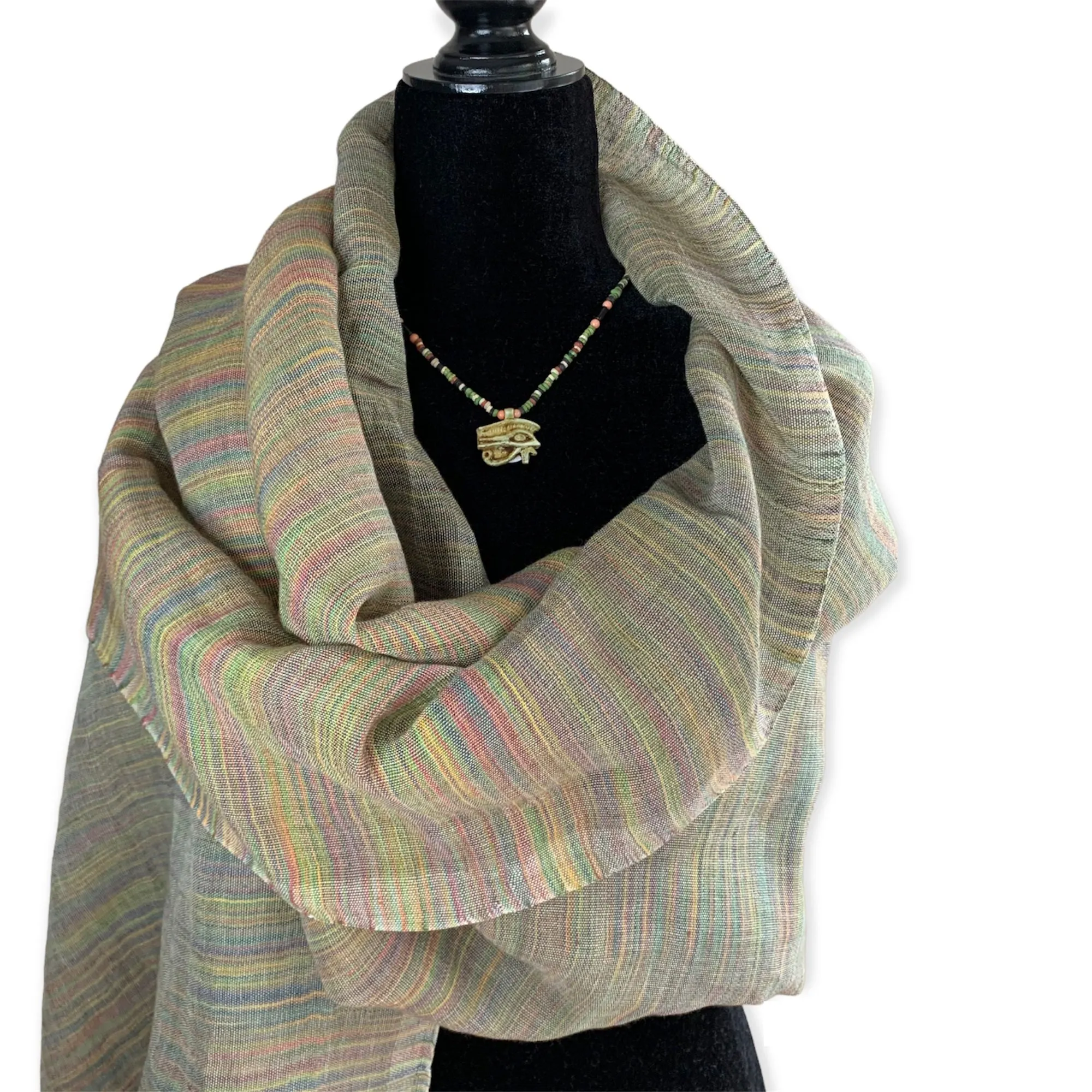 Linen Handwoven Scarf - Variegated Pastel