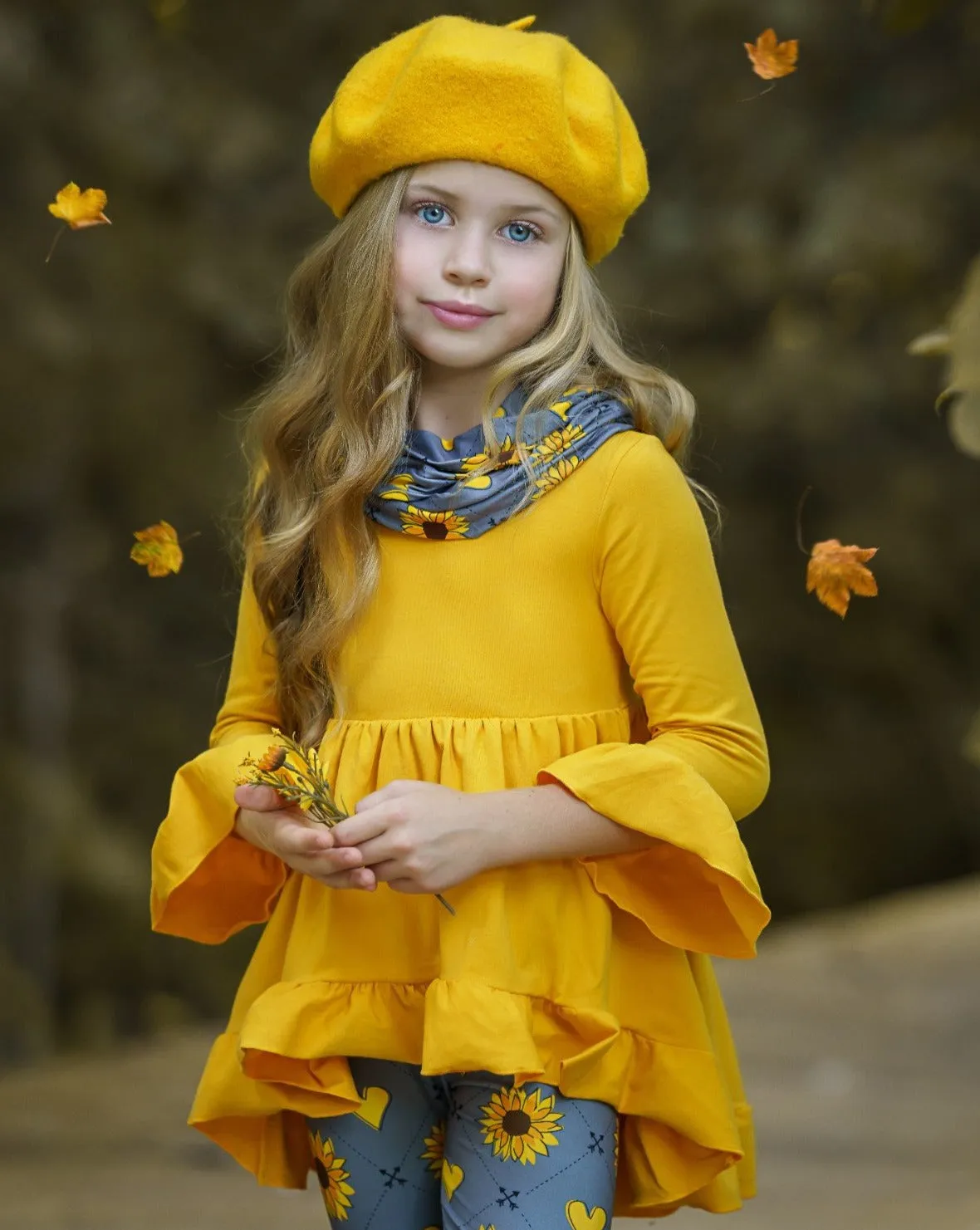 Love Sunflowers Tunic, Leggings And Scarf Set