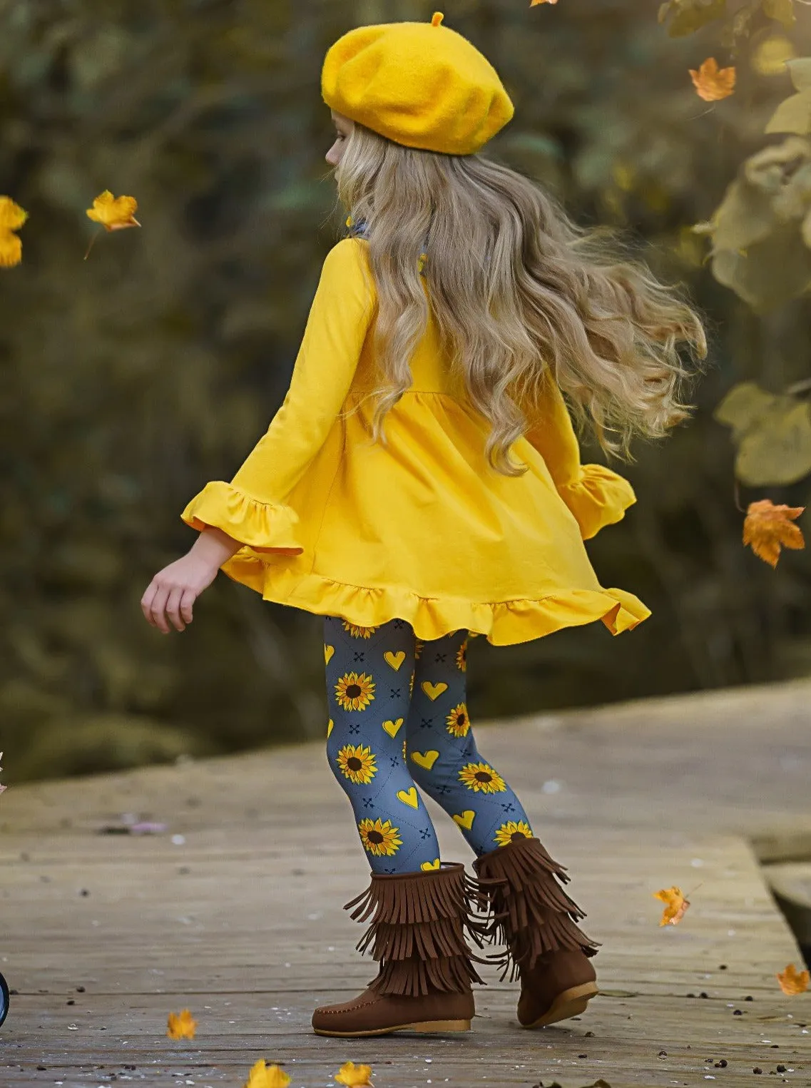 Love Sunflowers Tunic, Leggings And Scarf Set