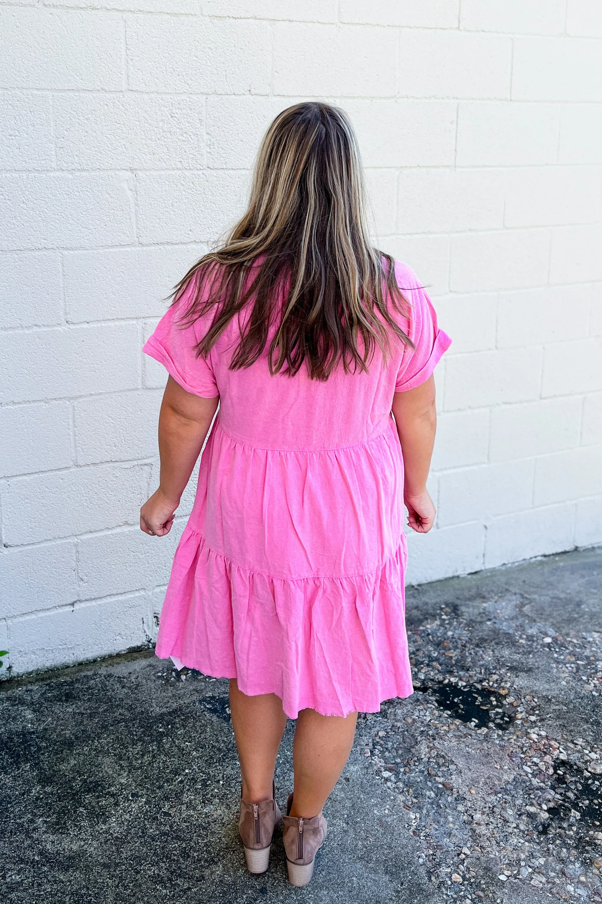 Made My Day Tiered Dress, Washed Pink