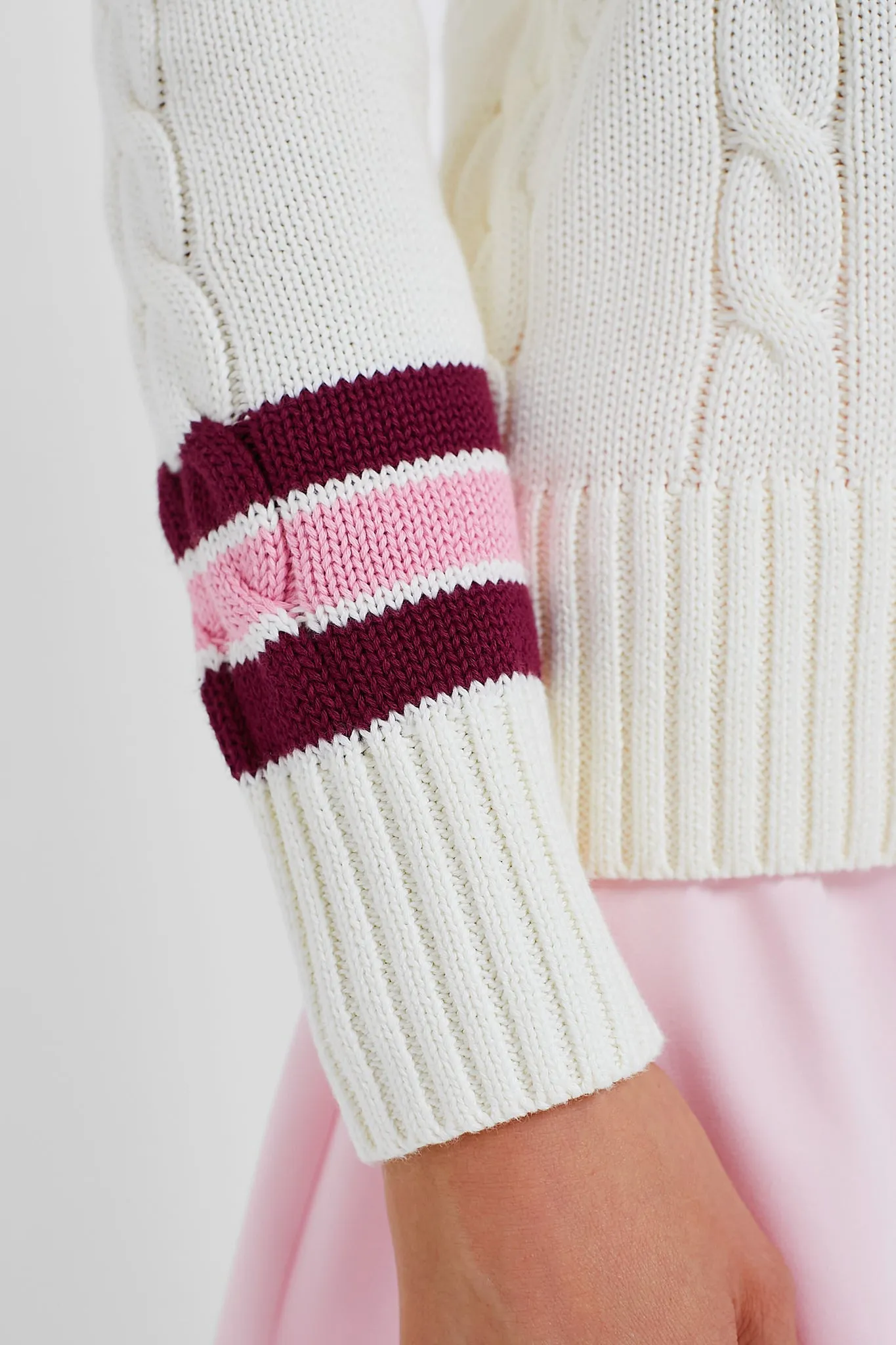 Marshmallow Cable V-Neck Sweater