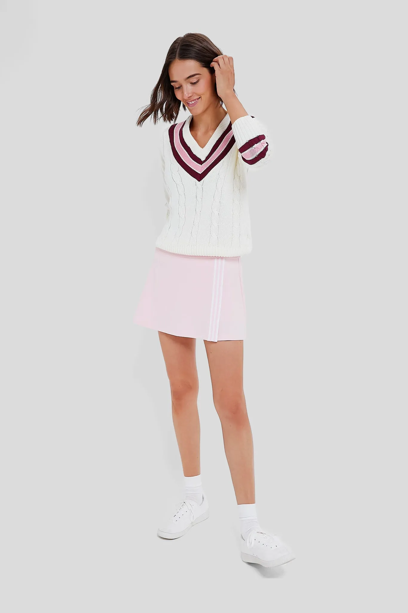 Marshmallow Cable V-Neck Sweater