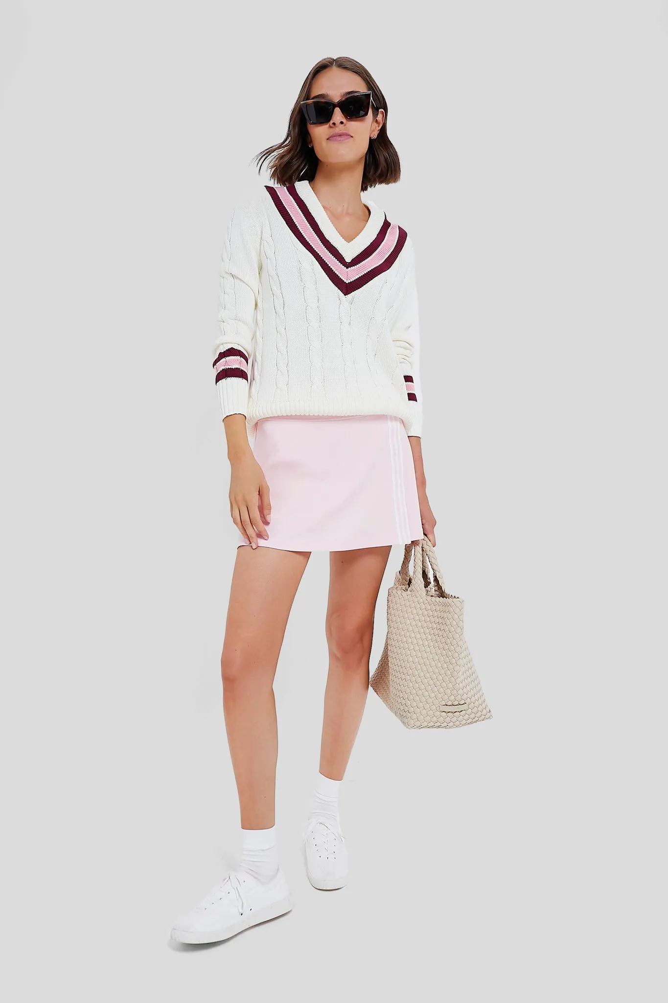 Marshmallow Cable V-Neck Sweater