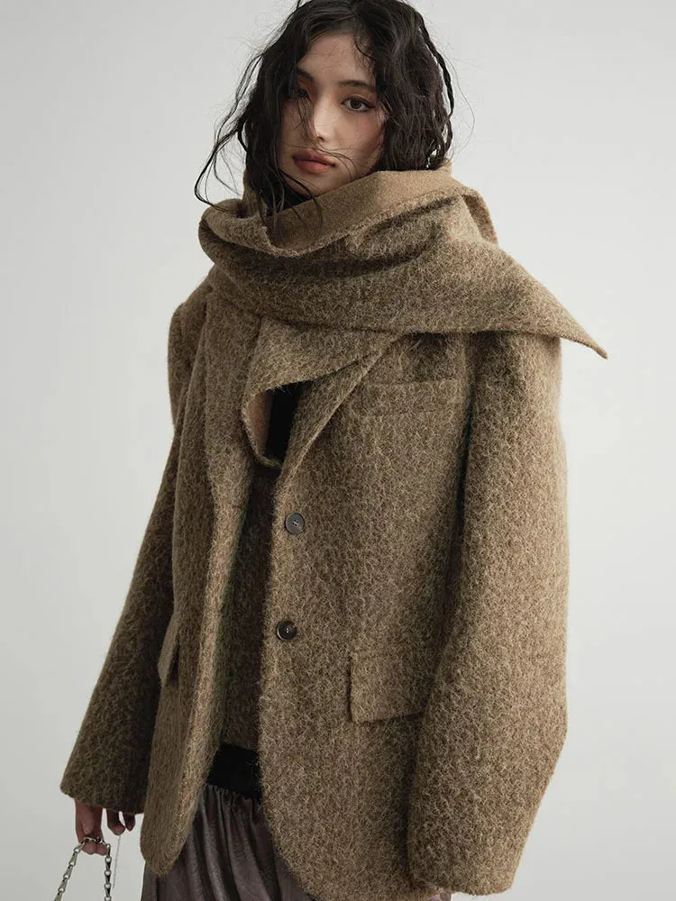 Masterdie Fuzzy Scarf Coat