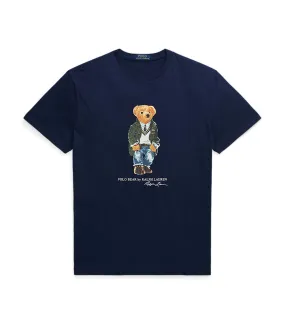 Men's Classic Fit Polo Bear Jersey T-Shirt Newport Navy Heritage Bear