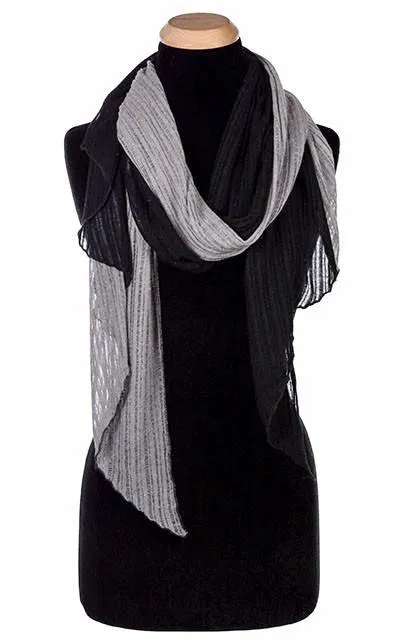 Men's Handkerchief Scarf - Cotton Voile, Two-Tone  (One Jet/Rain Voile Left!)