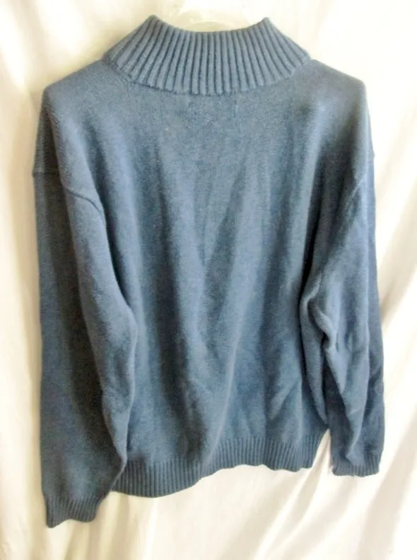 Mens POLO RALPH LAUREN Knit Ski Holiday Wool SWEATER Top Half Zip XL BLUE SLATE