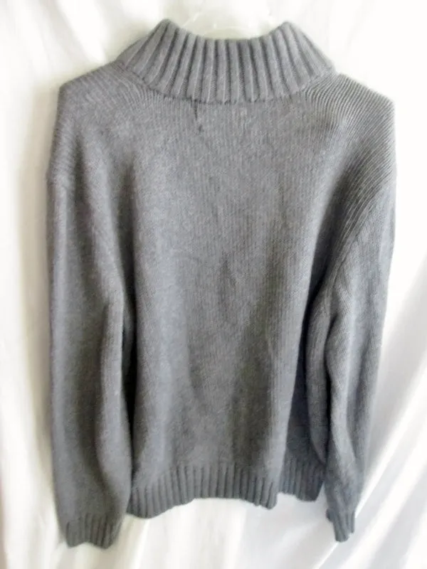 Mens POLO RALPH LAUREN Knit Ski Holiday Wool SWEATER Top Half Zip XL GRAY GREY