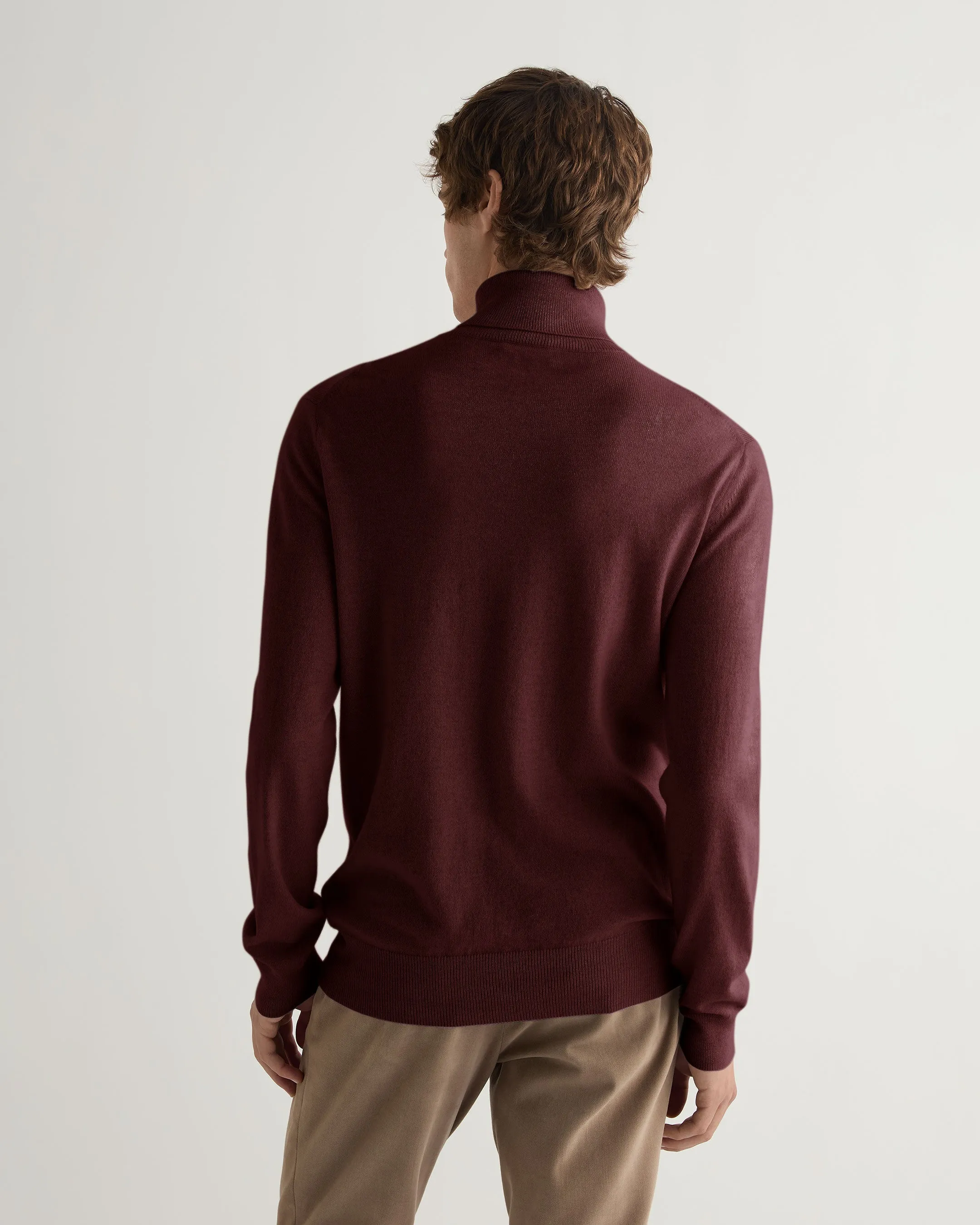 Men's Trafalgar Roll Neck Cashmere Jumper Claret Red