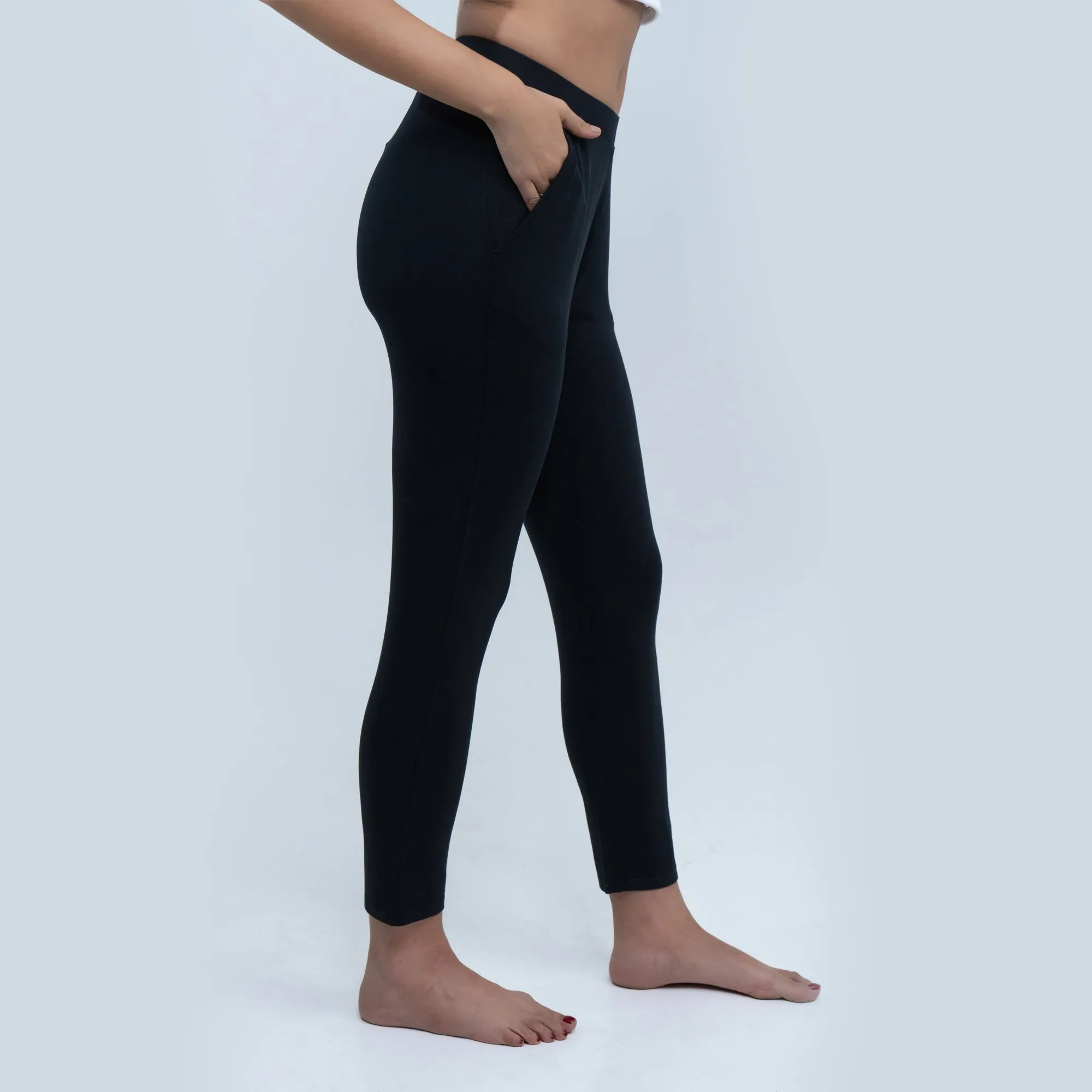 Mid Rise Ankle Length Supersoft Lounge Pants with Pockets-NT-129