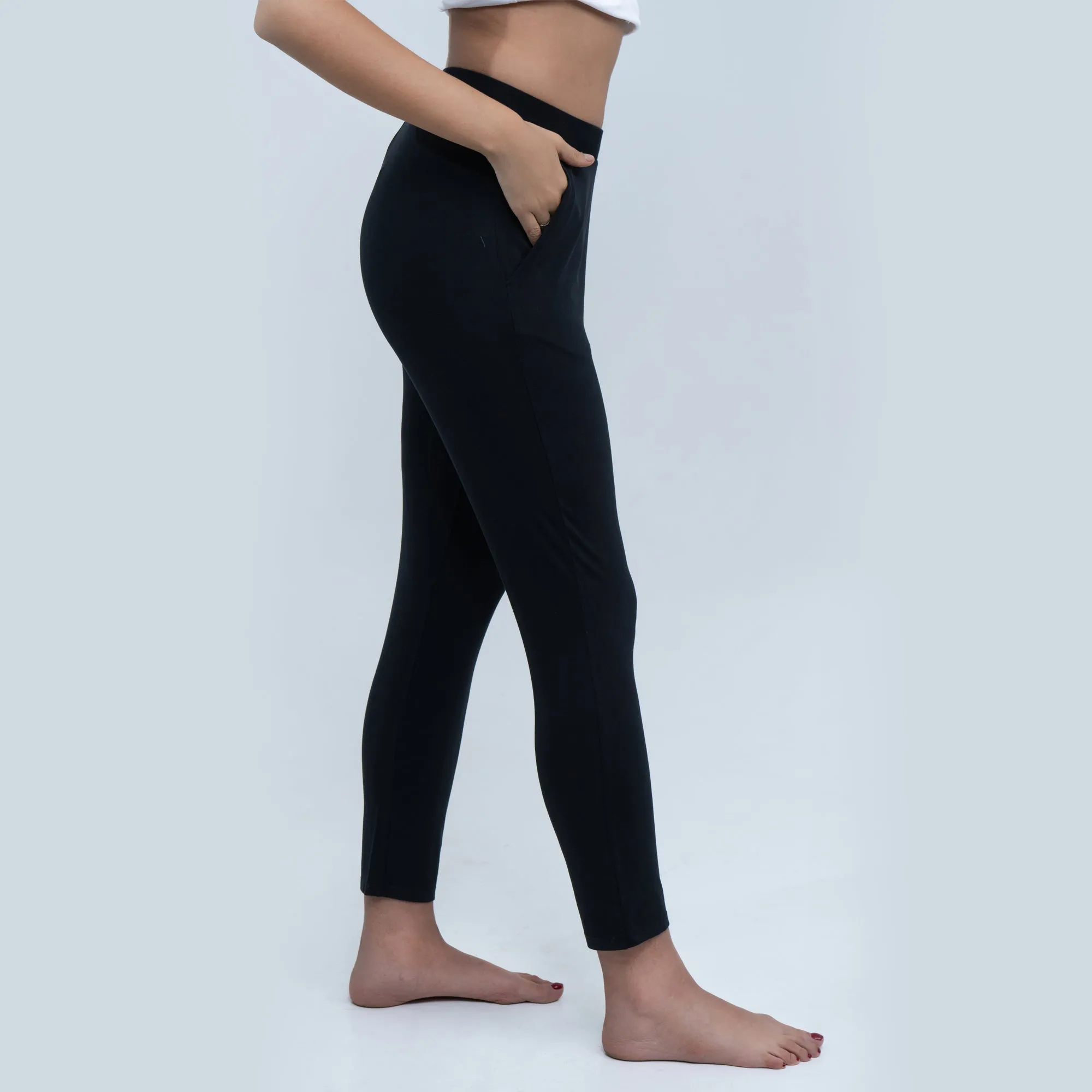 Mid Rise Ankle Length Supersoft Lounge Pants with Pockets-NT-129