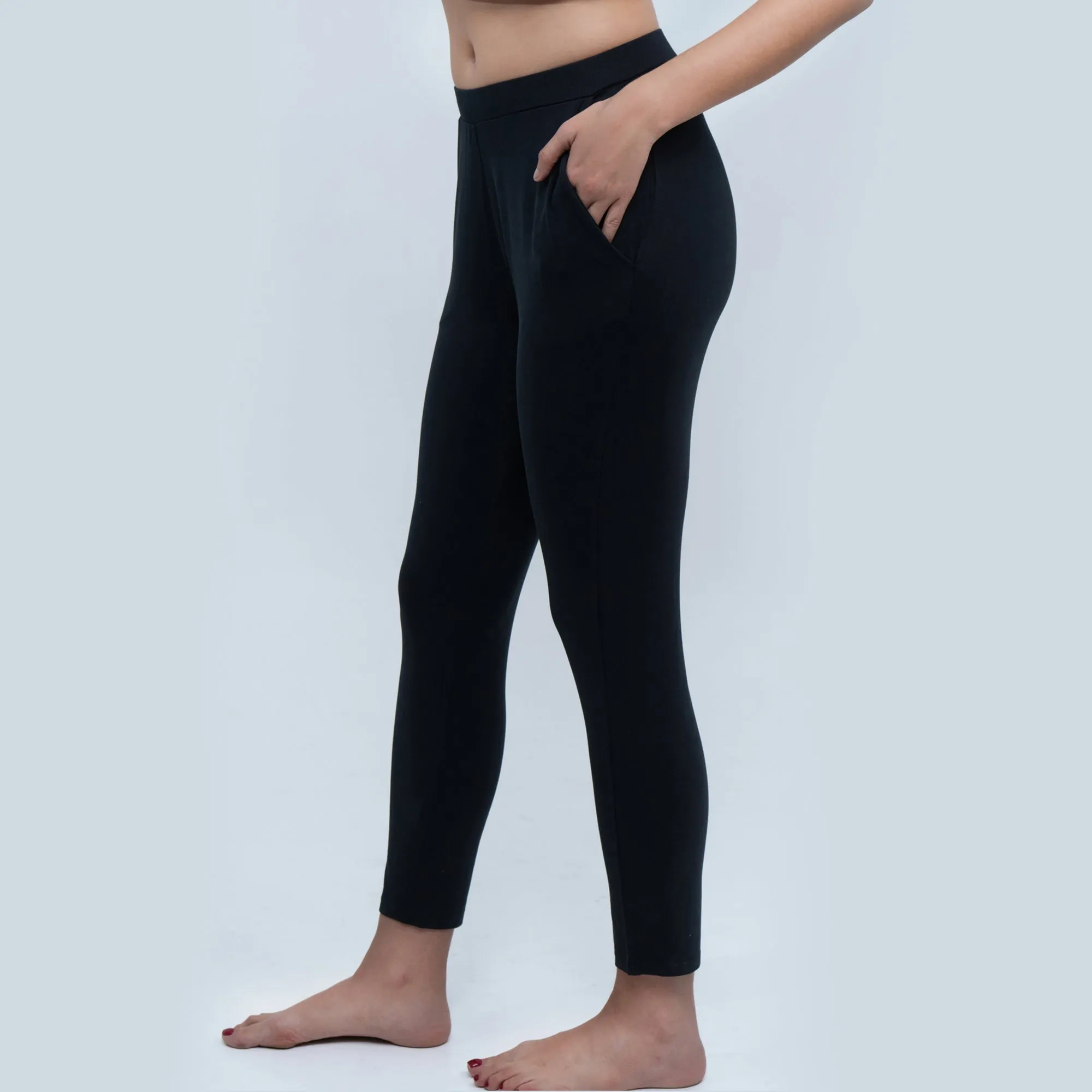 Mid Rise Ankle Length Supersoft Lounge Pants with Pockets-NT-129