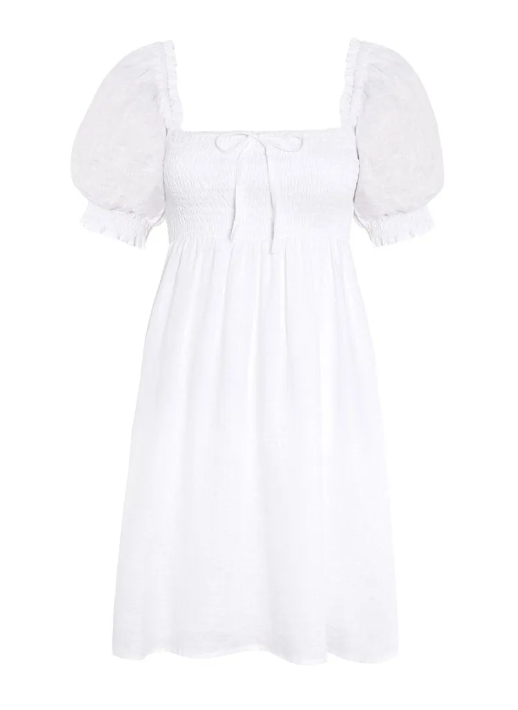 Miguelina Mini Dress - Plain White