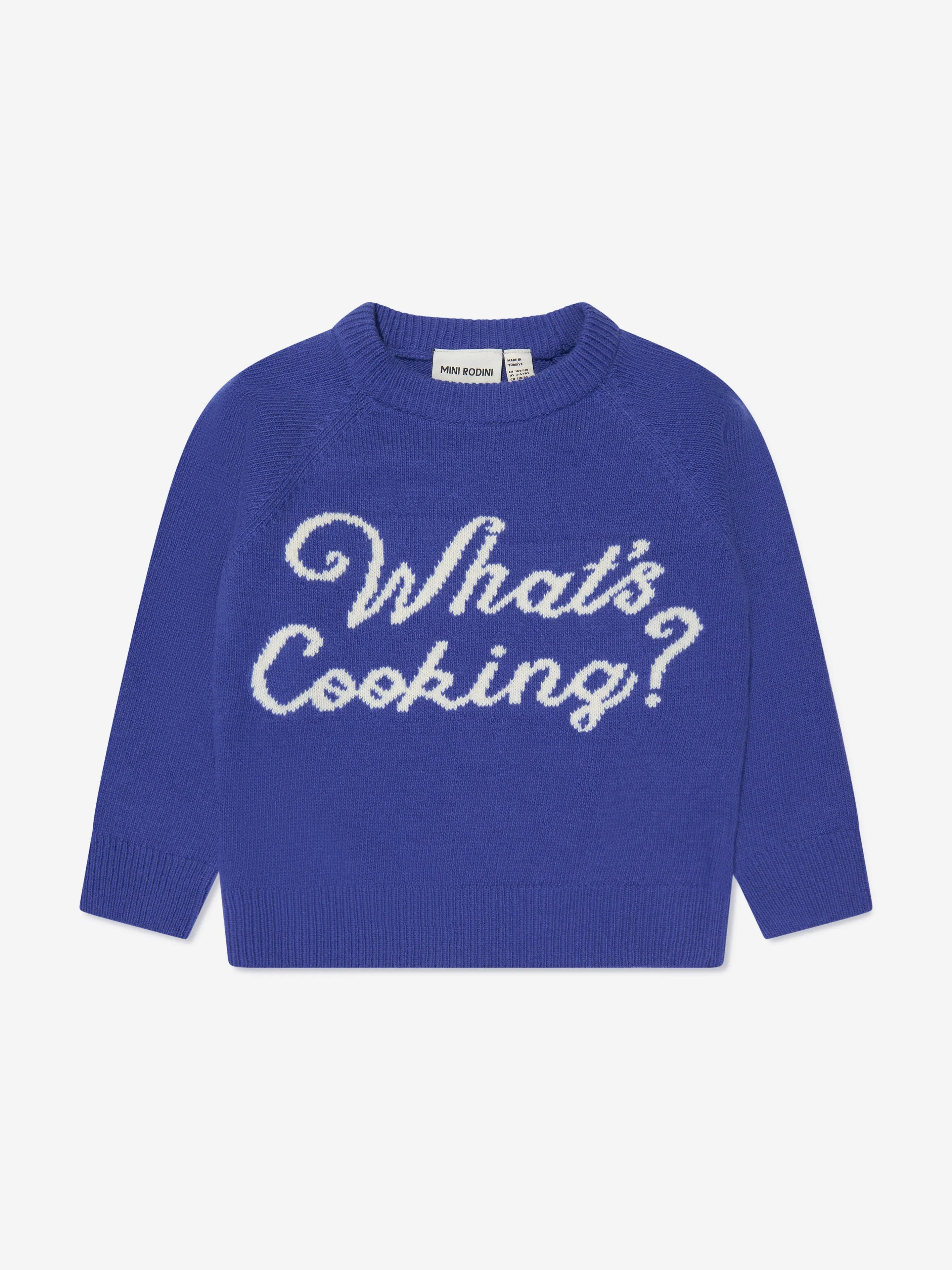 Mini Rodini Kids What's Cooking Knitted Sweater in Blue