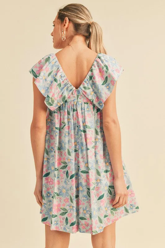 Mint Flutter Sleeve Babydoll Dress