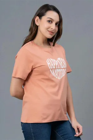 Mode By Red Tape Casual Cotton T-Shirt For Women | Round Neck Graphic Print T-Shirt For Women