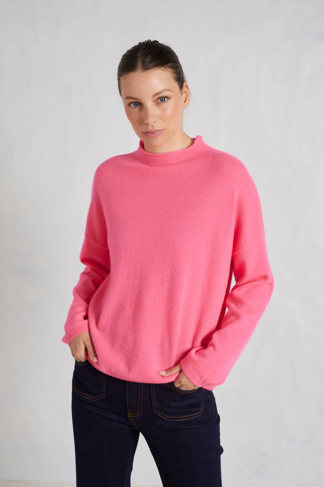 Monet Cashmere Sweater in Electric Pink