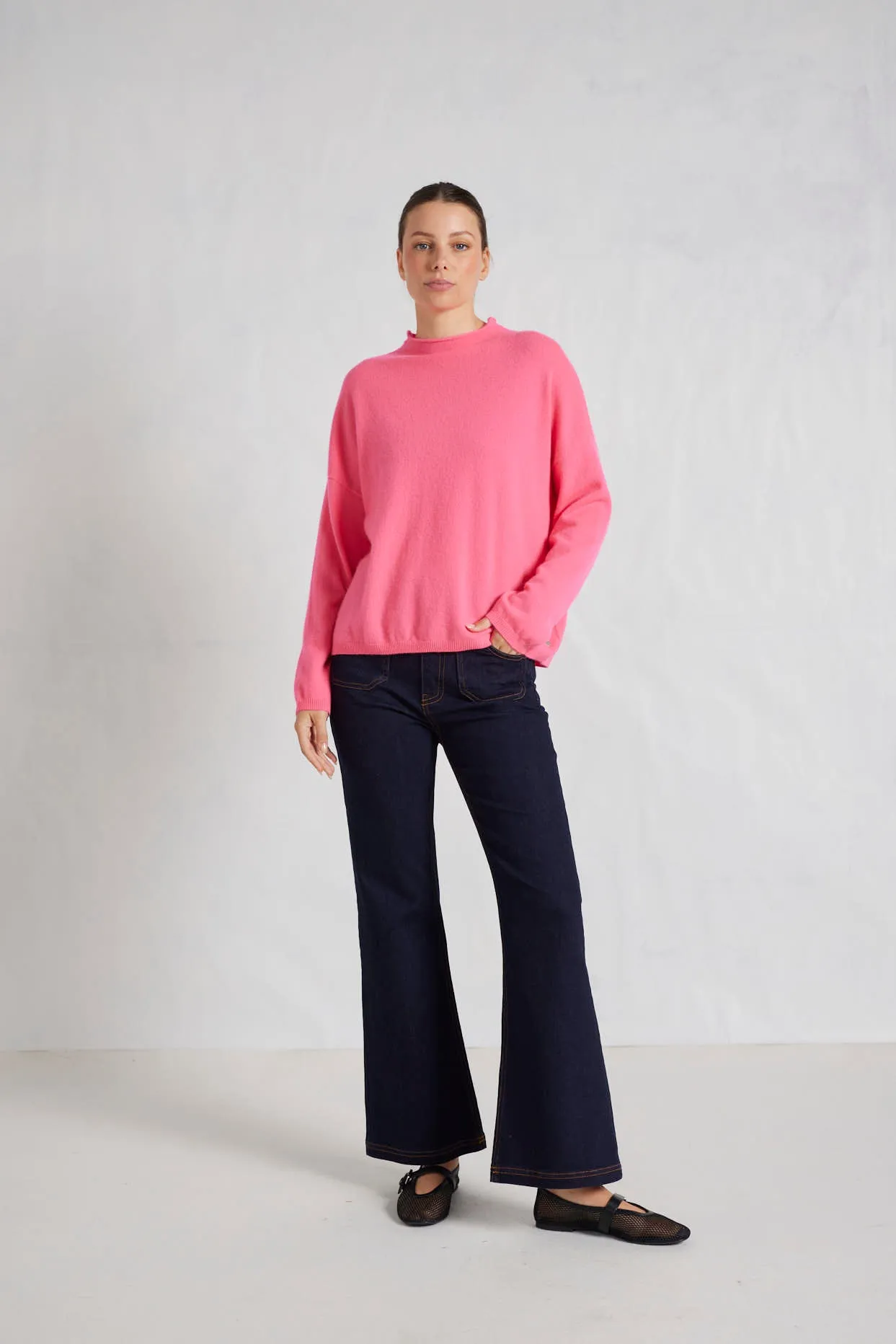 Monet Cashmere Sweater in Electric Pink