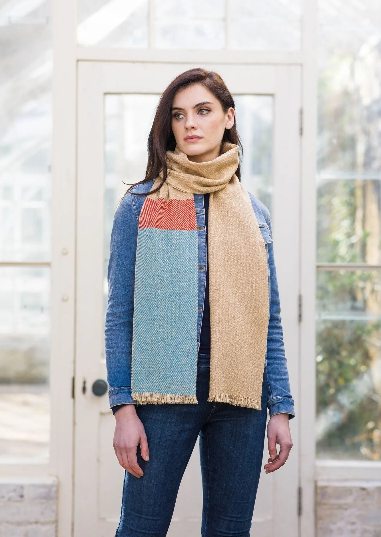 Mucros Baby Merino Coral Stripe Scarf