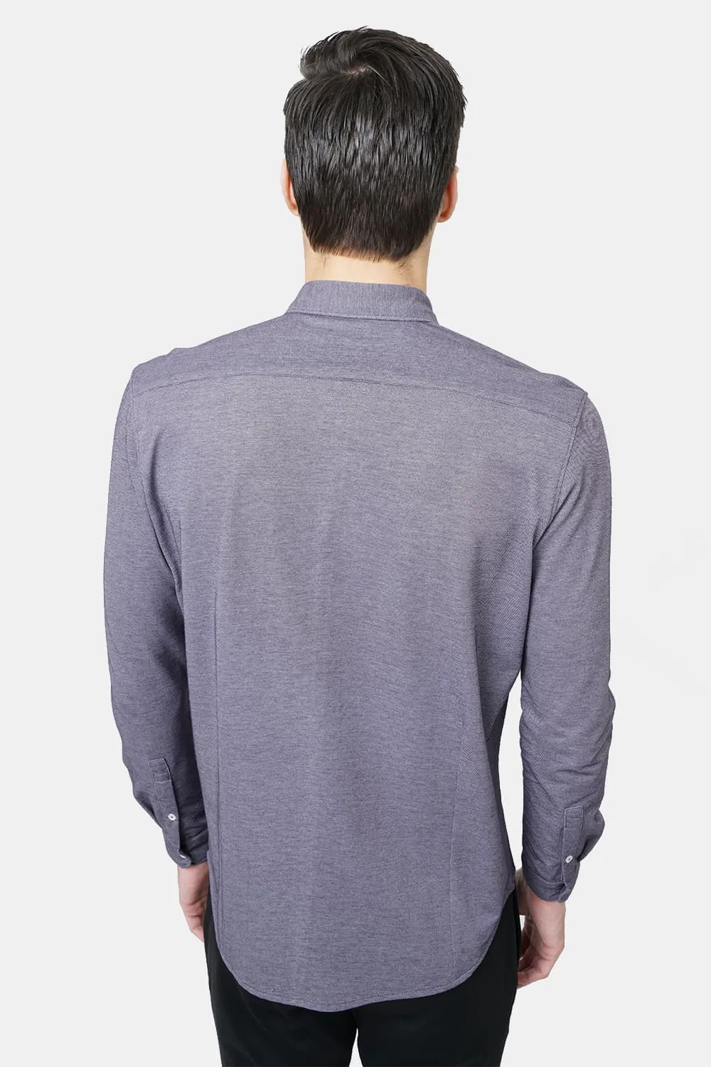 Muscle Fit Long Sleeve Knitted Shirt