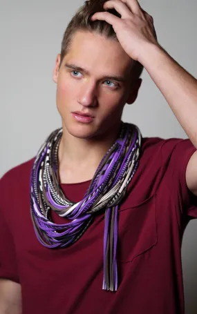 Necklush Infinity Scarf / Purple Brown & Black / Unisex