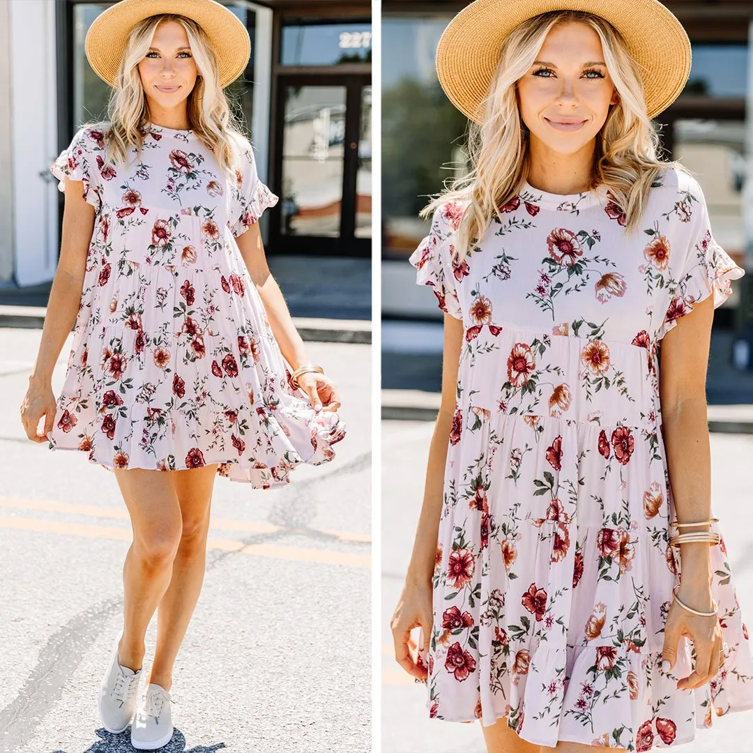 Never Giving Up Blush Pink Floral Dress