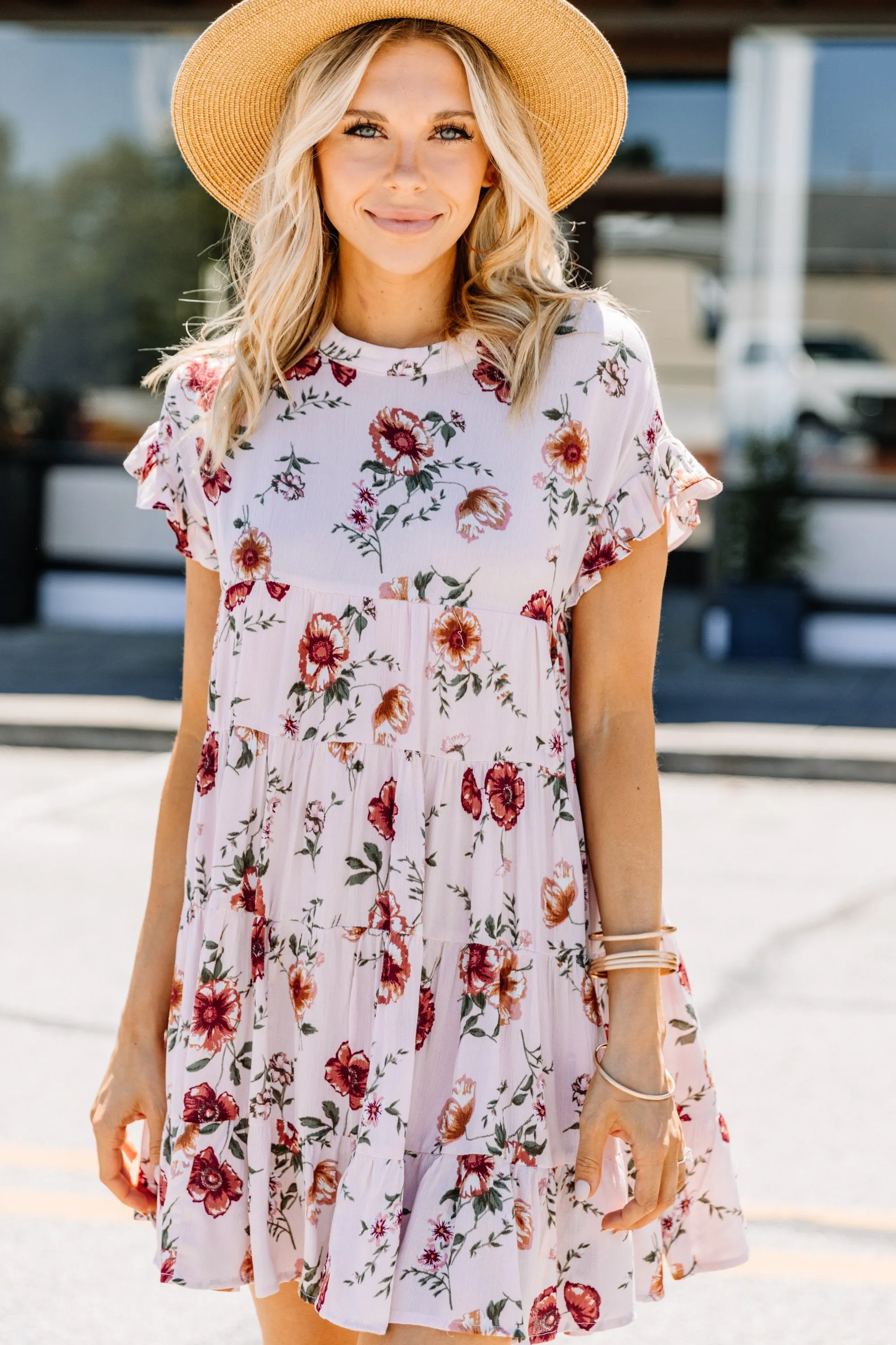 Never Giving Up Blush Pink Floral Dress