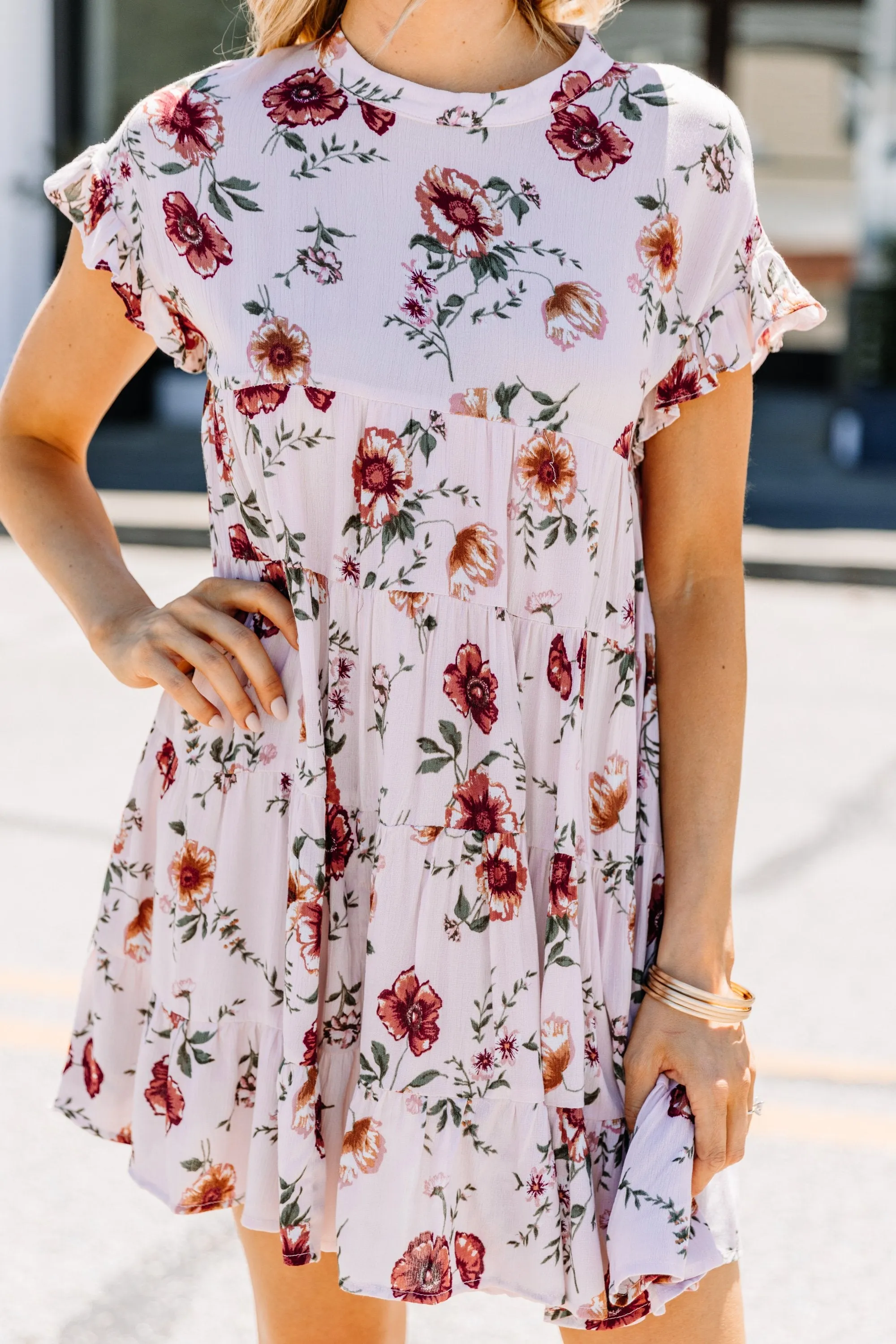 Never Giving Up Blush Pink Floral Dress