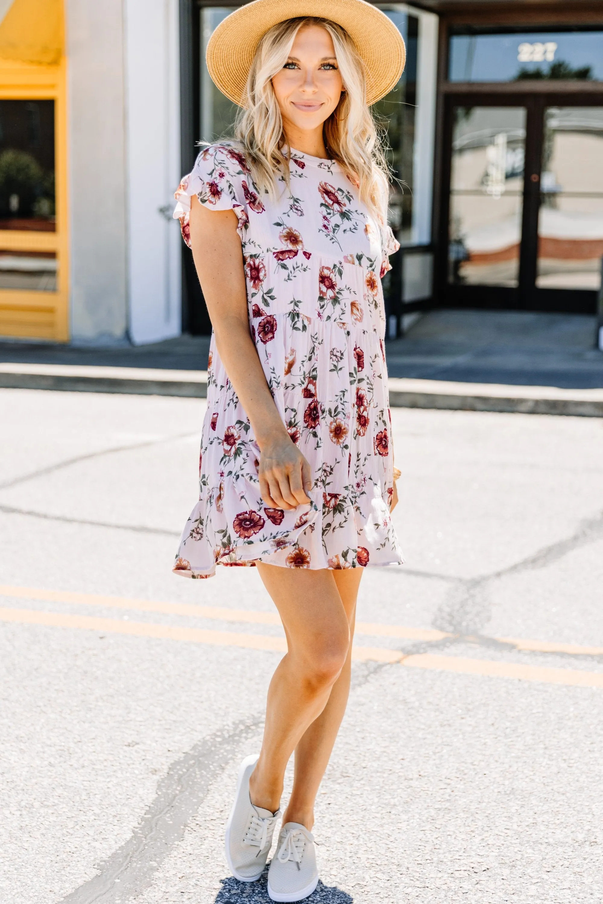 Never Giving Up Blush Pink Floral Dress