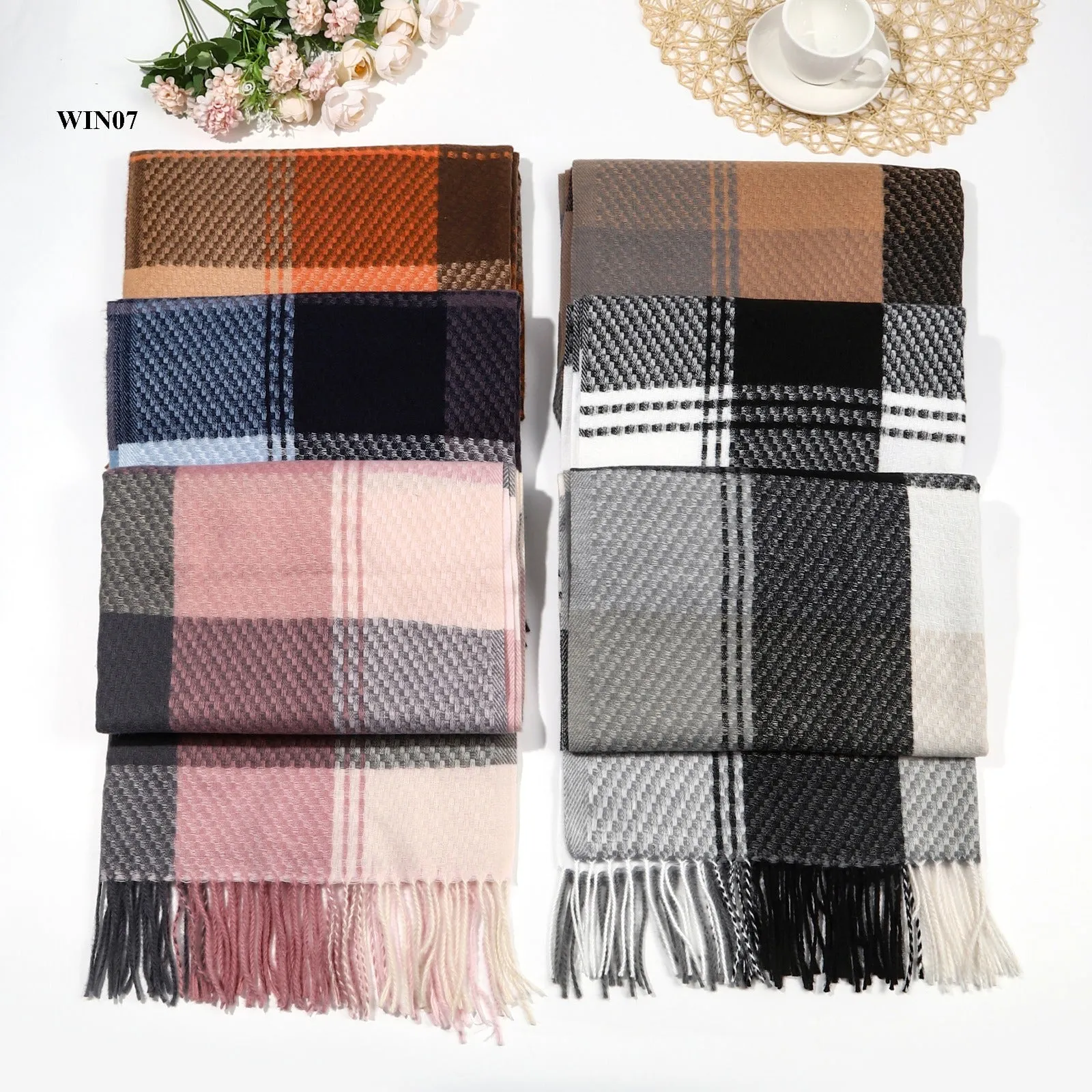 New Women Winter Warm Checked Printed Scarf Multi Colors