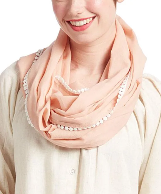 Off-white Dress With Blush Infinity Scarf 2-pc set