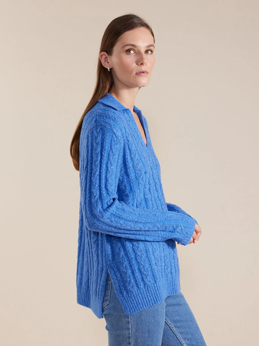 Open Collar Cable Sweater