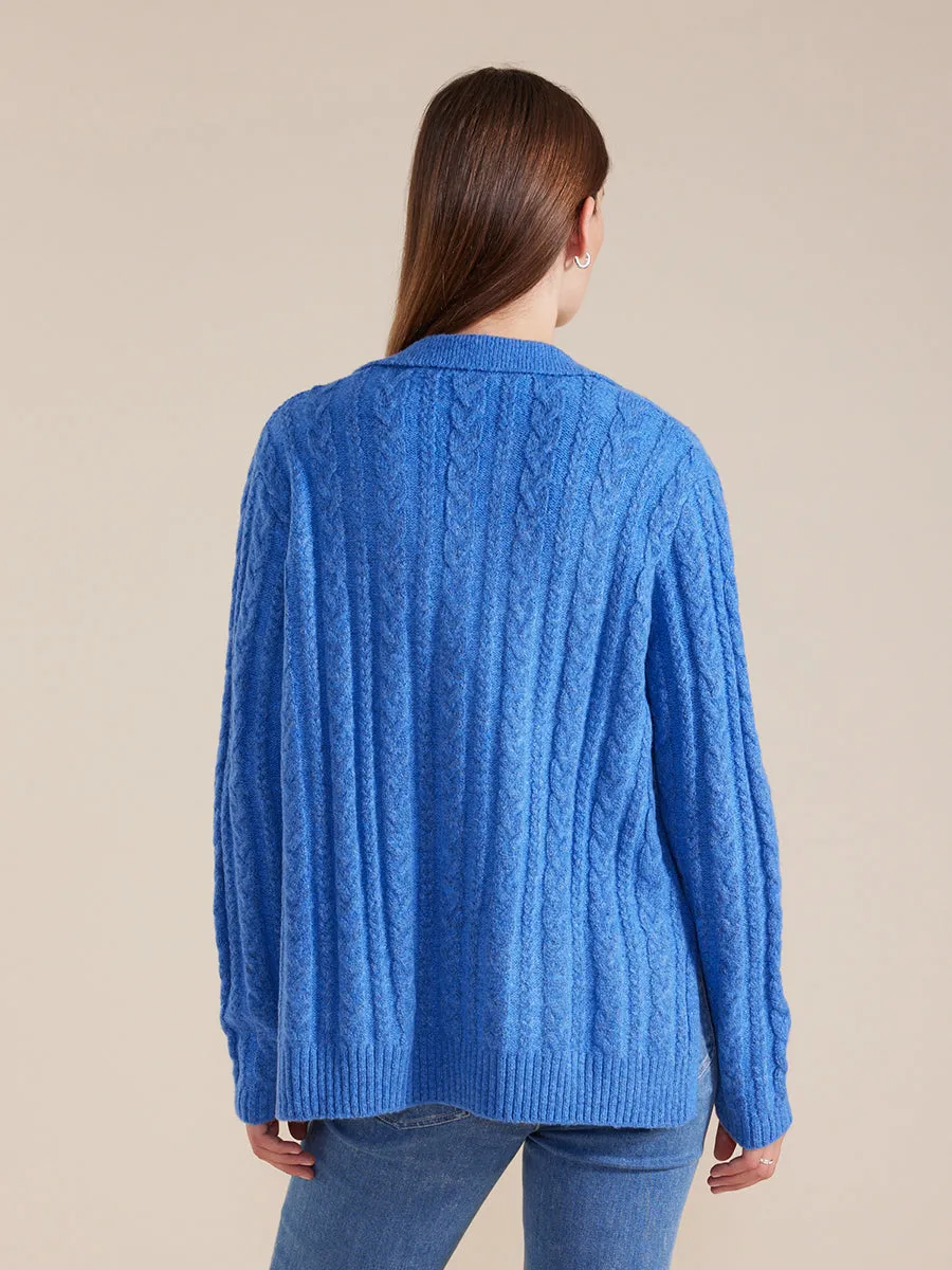 Open Collar Cable Sweater