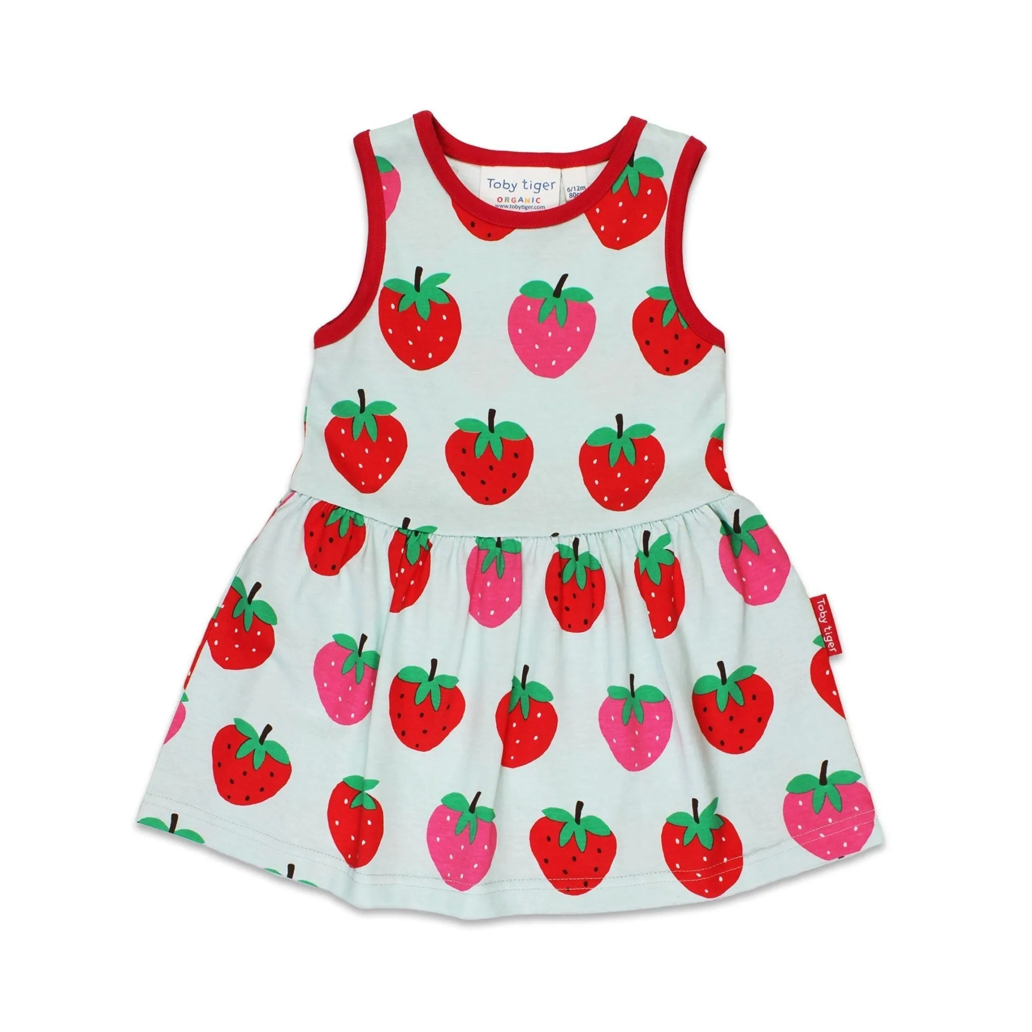 Organic Strawberry Print Sleeveless Summer Dress - 1 Left Size 3-4 years