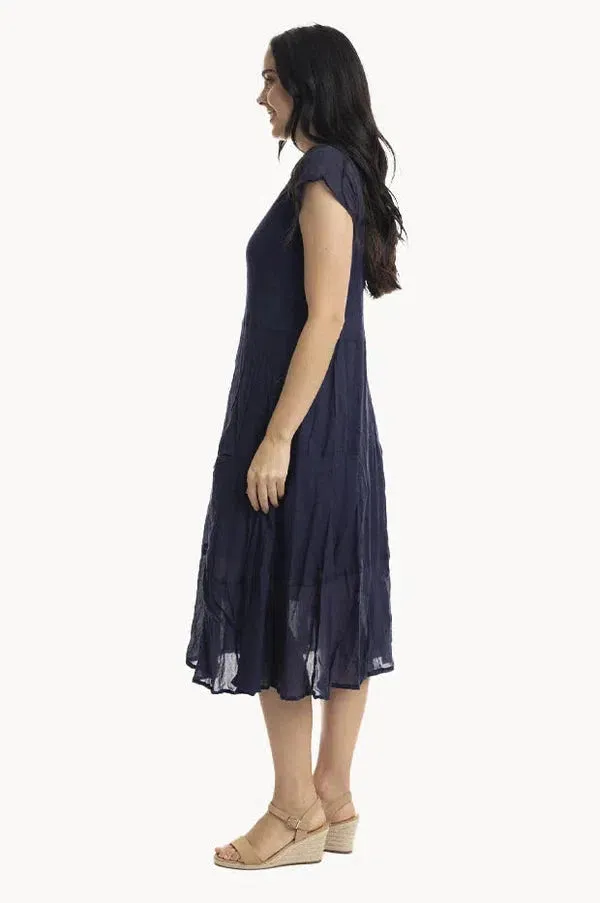 Orientique Dress Essentials Cotton Gauze Bias Pockets Navy