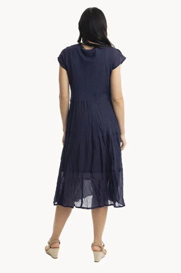 Orientique Dress Essentials Cotton Gauze Bias Pockets Navy