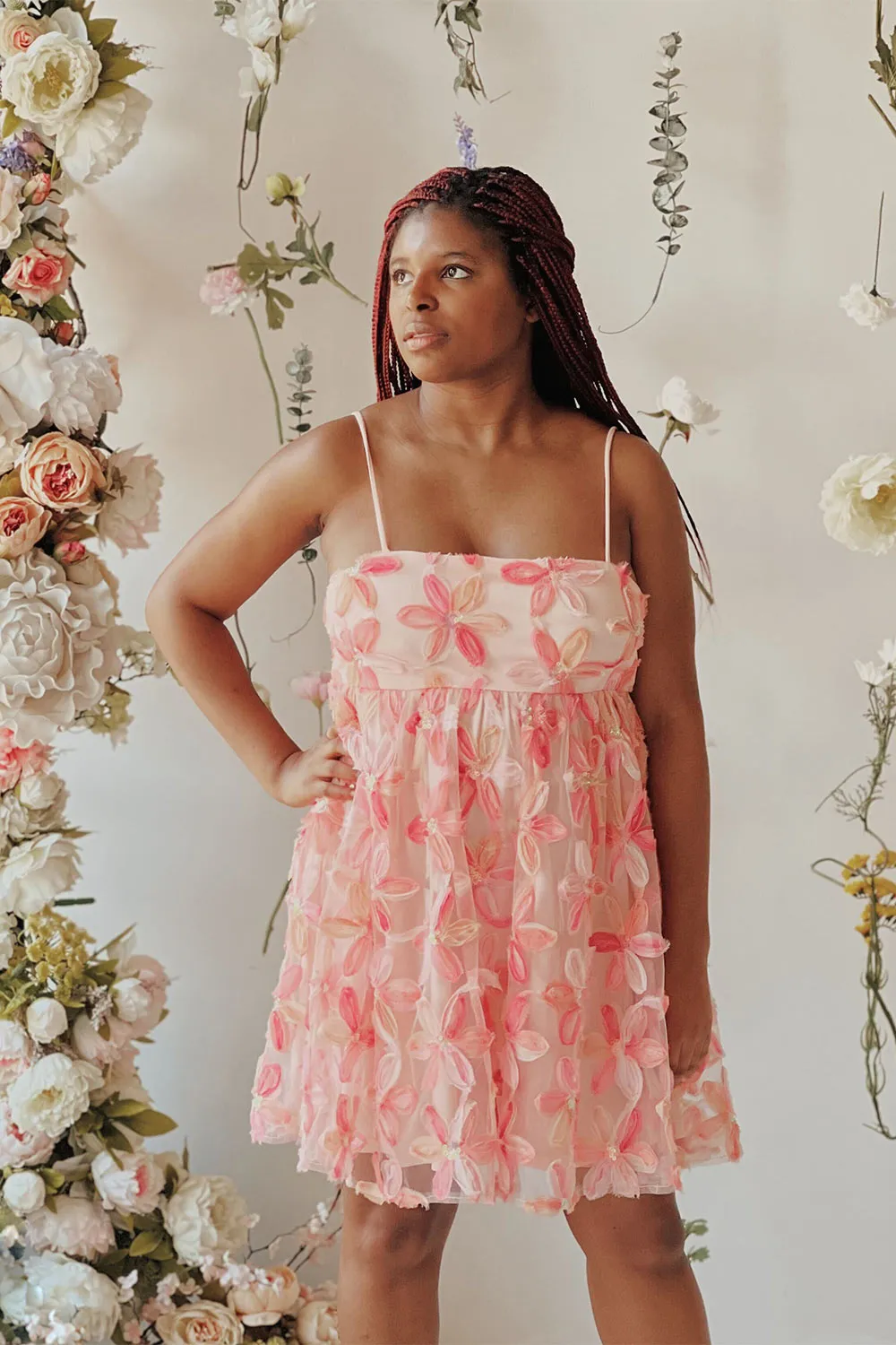 Paolina | Short Pink Floral Babydoll Dress