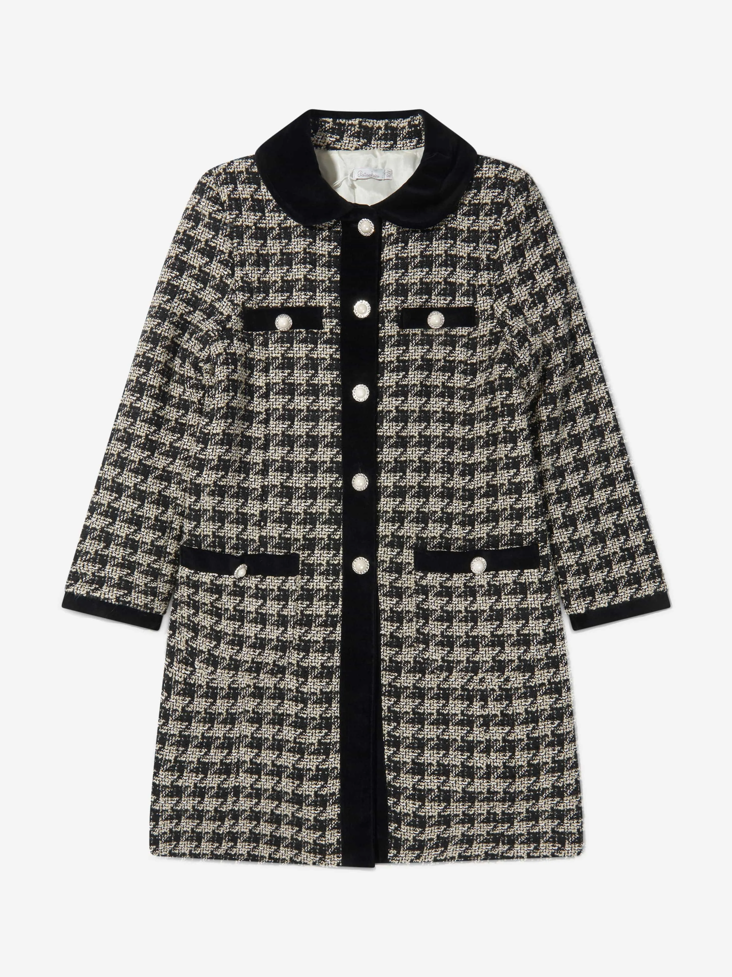 Patachou Girls Tweed Houndstooth Coat