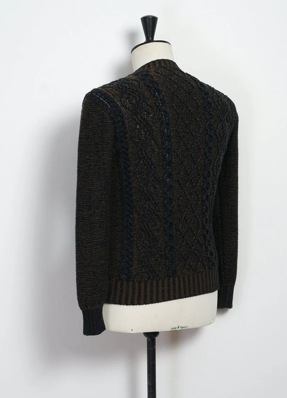 PLATED BEACH SWEATER | Pima Cotton Knitwear | Brown/Navy